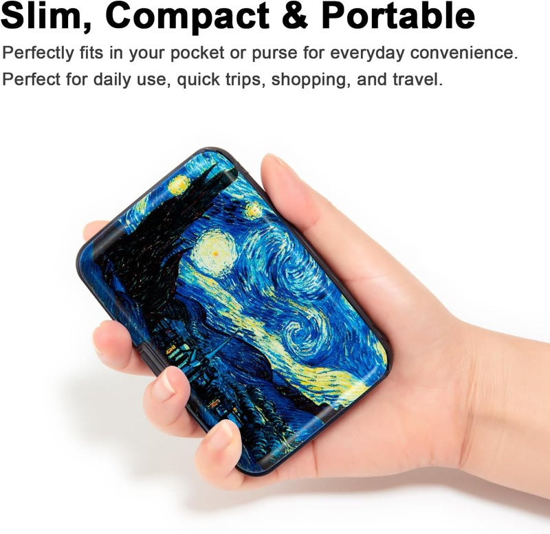 Kaabao Credit Card Holder for Women Men RFID Blocking Metal Wallet Slim Business Aluminum ID Hard Case (van Gogh The Starry Night) - Image 3